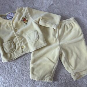 Vintage Disney Winnie The Pooh Velour Pants & Top SET Unisex 3-6 Months Perfect!